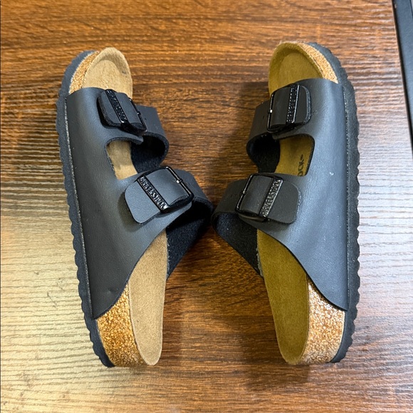 Birkenstock Kids Black Two-Strap Cork Footbed Sandals - Picture 3 of 6